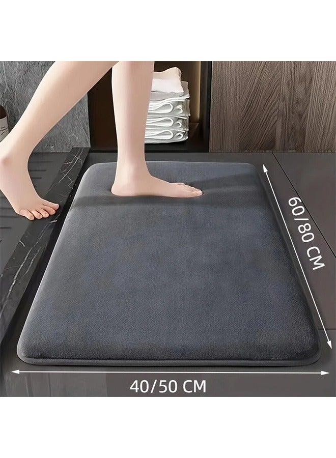 MLADEN سجادة حمام، سجادات حمام فائقة الامتصاص وغير قابلة للانزلاق، قابلة للغسل في الغسالة، سجادات حمام مخملية ناعمة، سهلة التجفيف للحمام والحوض والدش، رمادي غامق - Image 2