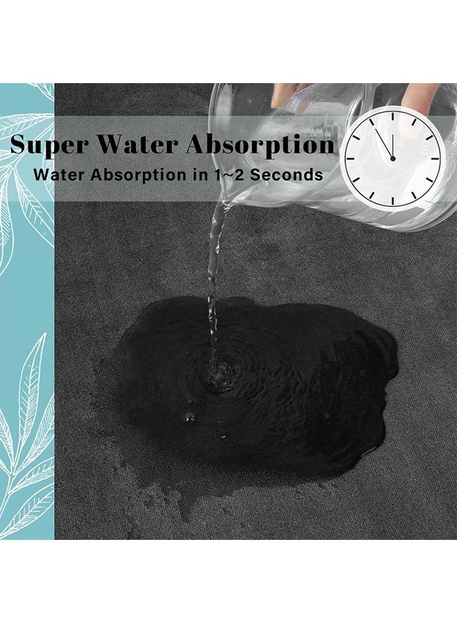 MLADEN سجادة حمام، سجادات حمام فائقة الامتصاص وغير قابلة للانزلاق، قابلة للغسل في الغسالة، سجادات حمام مخملية ناعمة، سهلة التجفيف للحمام والحوض والدش، رمادي غامق - Image 5