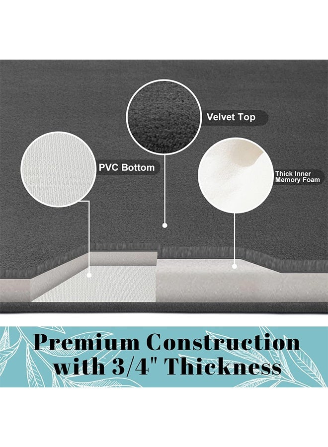 MLADEN سجادة حمام، سجادات حمام فائقة الامتصاص وغير قابلة للانزلاق، قابلة للغسل في الغسالة، سجادات حمام مخملية ناعمة، سهلة التجفيف للحمام والحوض والدش، رمادي غامق - Image 3