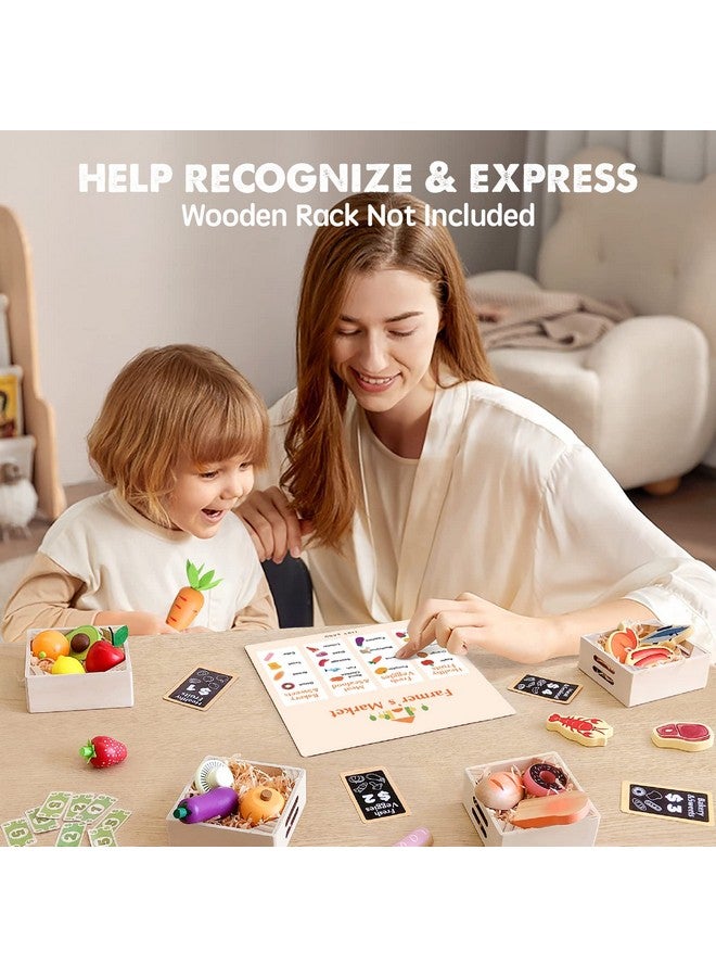 Tiny Care Wooden Play Food Sets For Kids Kitchen - 100% Wood 43 Pieces Kids Toy Food For Toddlers 3+ Year Old, Pretend Food Play Kitchen Accessories Set For Boys And Girls - Image 3