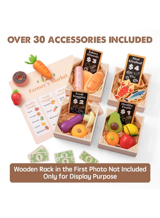 Tiny Care Wooden Play Food Sets For Kids Kitchen - 100% Wood 43 Pieces Kids Toy Food For Toddlers 3+ Year Old, Pretend Food Play Kitchen Accessories Set For Boys And Girls - Image 2