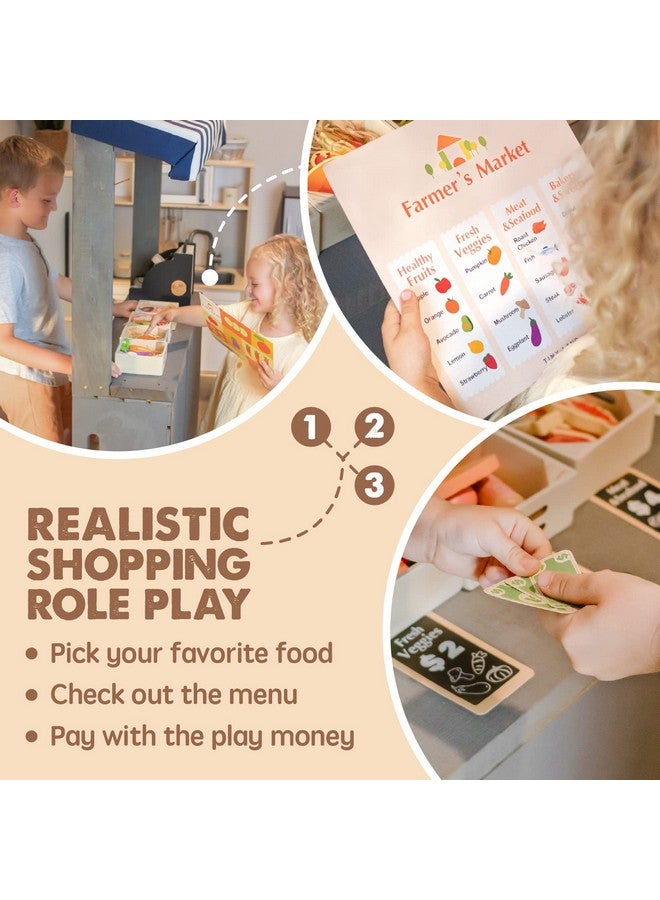 Tiny Care Wooden Play Food Sets For Kids Kitchen - 100% Wood 43 Pieces Kids Toy Food For Toddlers 3+ Year Old, Pretend Food Play Kitchen Accessories Set For Boys And Girls - Image 4