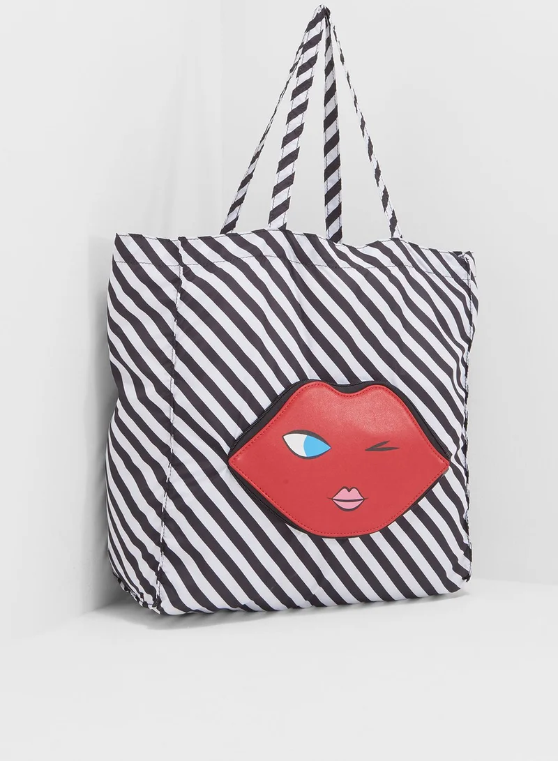 Lulu Guinness Lip Foldaway Shopper