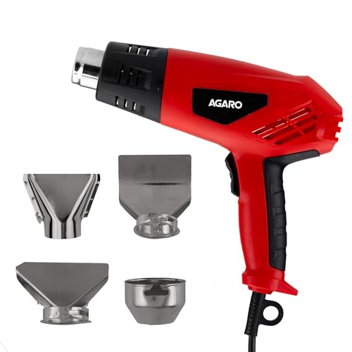 AGARO 2000W Heat Gun HG2120, Dual Temperature and Air Flow Control with 4 Nozzle Attachments, Hot Air Gun Heating helps in Shrink Wrapping, Paint Removal, Wire Shrinking, Crafting - Image 1