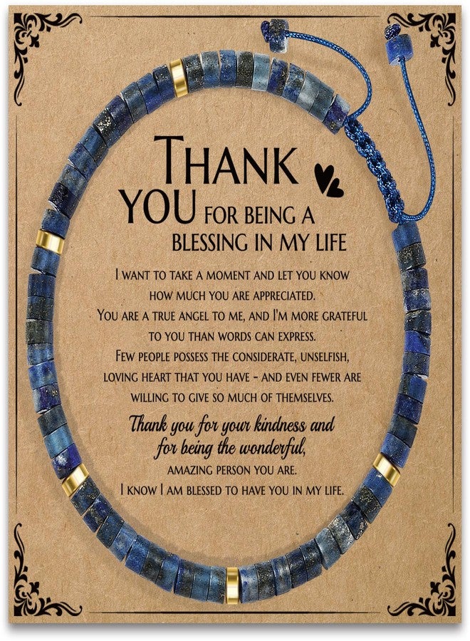 AGOT Thank You & Get Well Gifts for Women - Lapis Lazuli Bracelet for Friends, Mom, Birthday, Thanksgiving & Christmas - Image 1