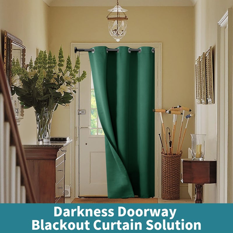 BGment Emerald Green Door Curtain 80 Inch Length for Doorway  Bedroom Closet Curtain  Privacy Thermal Insulated Blackout Grommet Room Divider for Room Separation  1 Panel  42 Inch Wide - Image 4