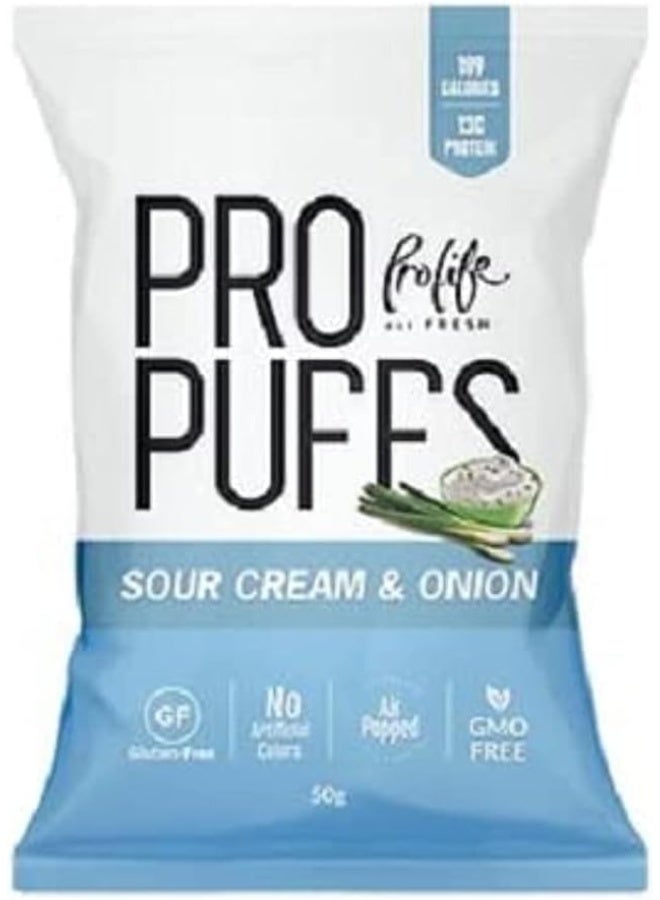 Prolife Pro Puffs – Sour Cream & Onion Flavour, High Protein Snack, 20 Pack x 50g - Image 2