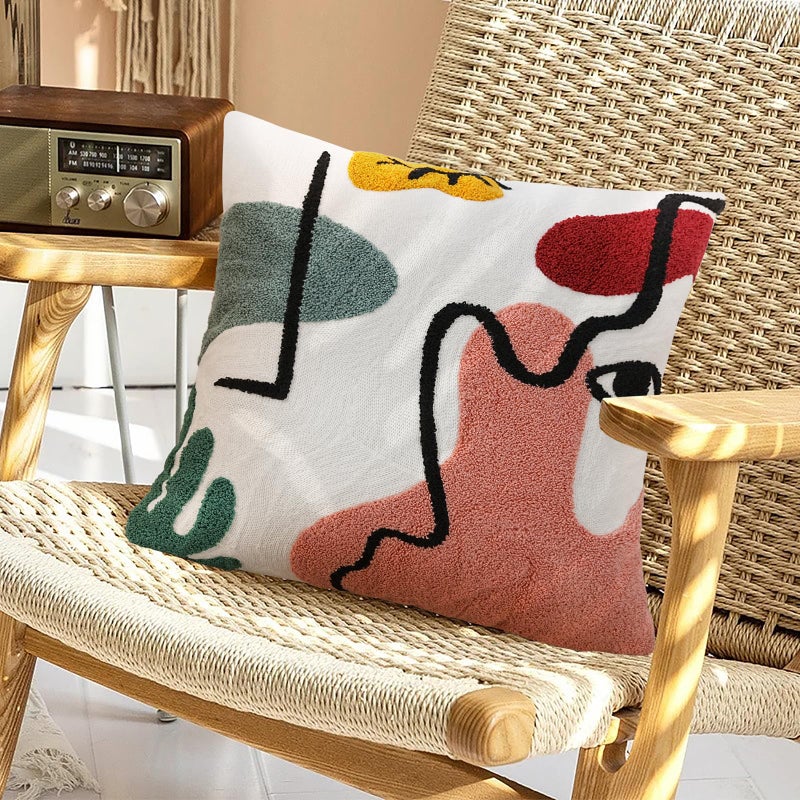 Merrycolor Boho Abstract Pillow Covers 18Ã—18 inch Colorful Woman Face Line Cute Pillow Cases Mid Century Aesthetic Modern Boho Pillows Decorative Throw Pillows for Bed Couch Living Room,1PC - Image 3