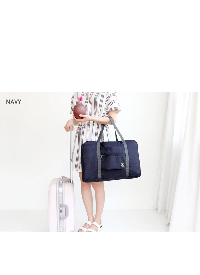 Generic Waterproof Foldable Travel Shopping Bag Korean Style Large Capacity Storage Bag Second Generation Airplane Bag Moving Luggage Bag navy blue 