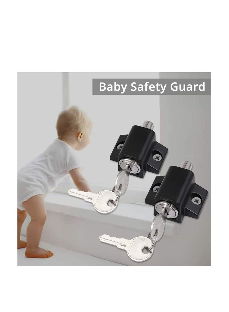 واي آند دي Sliding Patio Lock, Door Lock Reinforcer Privacy Latch, Latches Set, Security Window and Bolt Universal Locks 2Pcs Black - Image 2