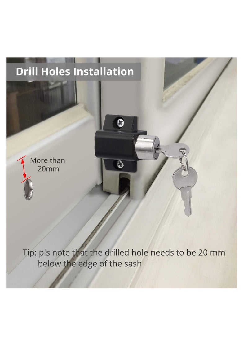 واي آند دي Sliding Patio Lock, Door Lock Reinforcer Privacy Latch, Latches Set, Security Window and Bolt Universal Locks 2Pcs Black - Image 3