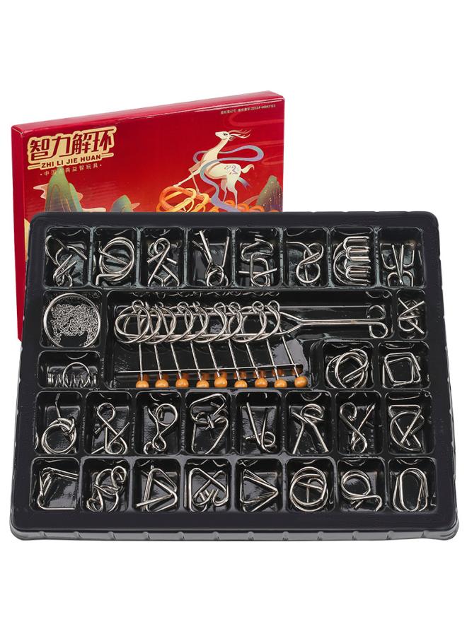 Nine-chain Unlock Ring Intelligence Buckle Full Set Of Educational Toys Luban Lock Kong Ming Lock Full Set Of Children's Toy Set 
