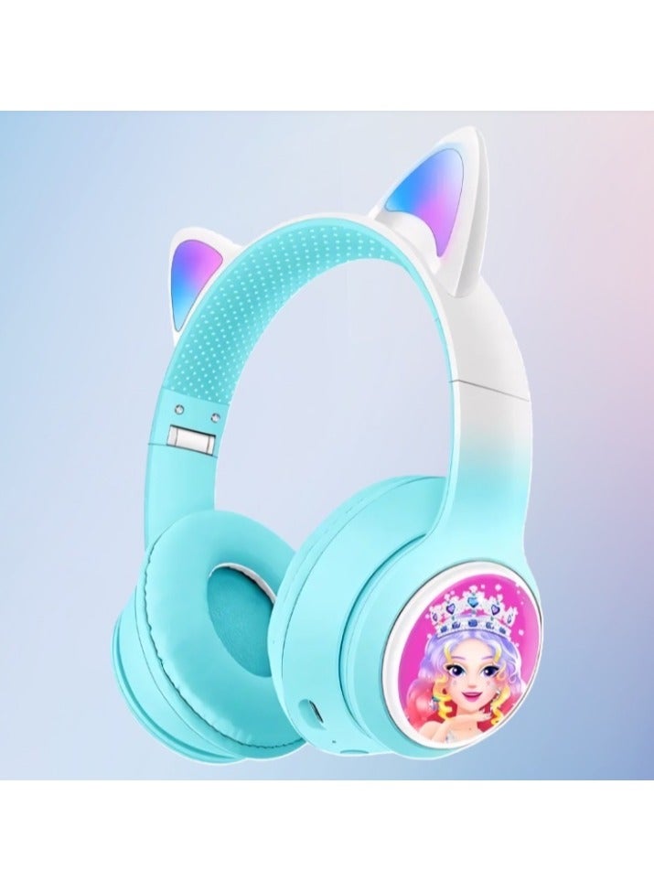 Cute Kids Music Z66 Headphone with Microphone Cat Ear Multifunction Wireless Headphone with TF Card for Girls