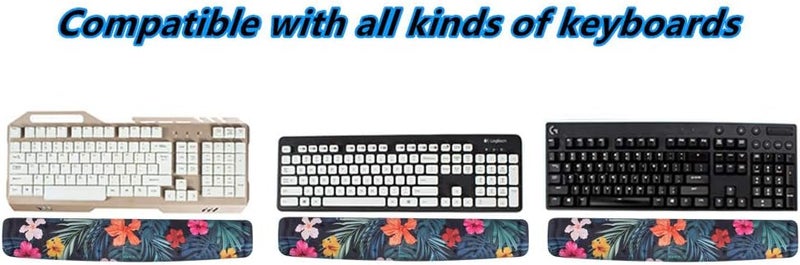 BRILA Memory Foam Mouse & Keyboard Wrist Rest Support Pad Cushion Set for Computer, Laptop, Office Work, PC Gaming - Massage Holes Design - Easy Typing Wrist Pain Relief (Floral Leaves) - Image 4