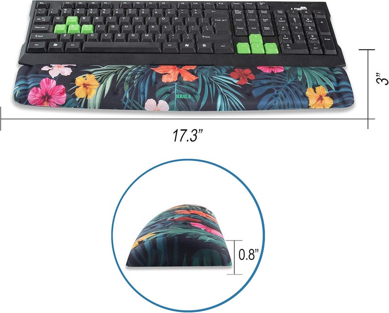 BRILA Memory Foam Mouse & Keyboard Wrist Rest Support Pad Cushion Set for Computer, Laptop, Office Work, PC Gaming - Massage Holes Design - Easy Typing Wrist Pain Relief (Floral Leaves) - Image 2