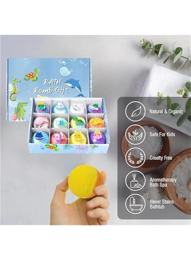 Bath Bombs for Kids with Surprise Inside Kids Bath Bombs Gift Set,12pcs Bath Bubbles Gift Set with Marine Animal Toys, Safe Natural Non-Toxic Bubbles Bath Bubbles - Image 5