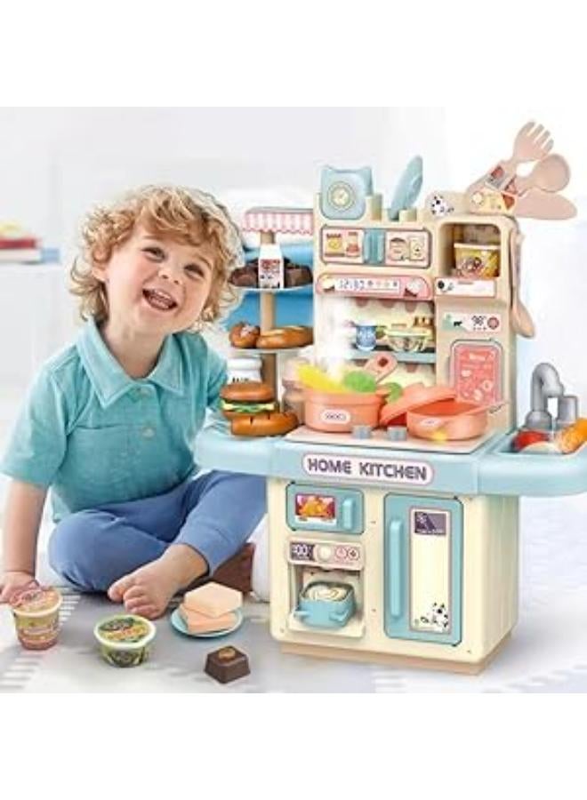 مجموعة مطبخ للأطفال - تظاهر بالطبخ، وردي/أزرق