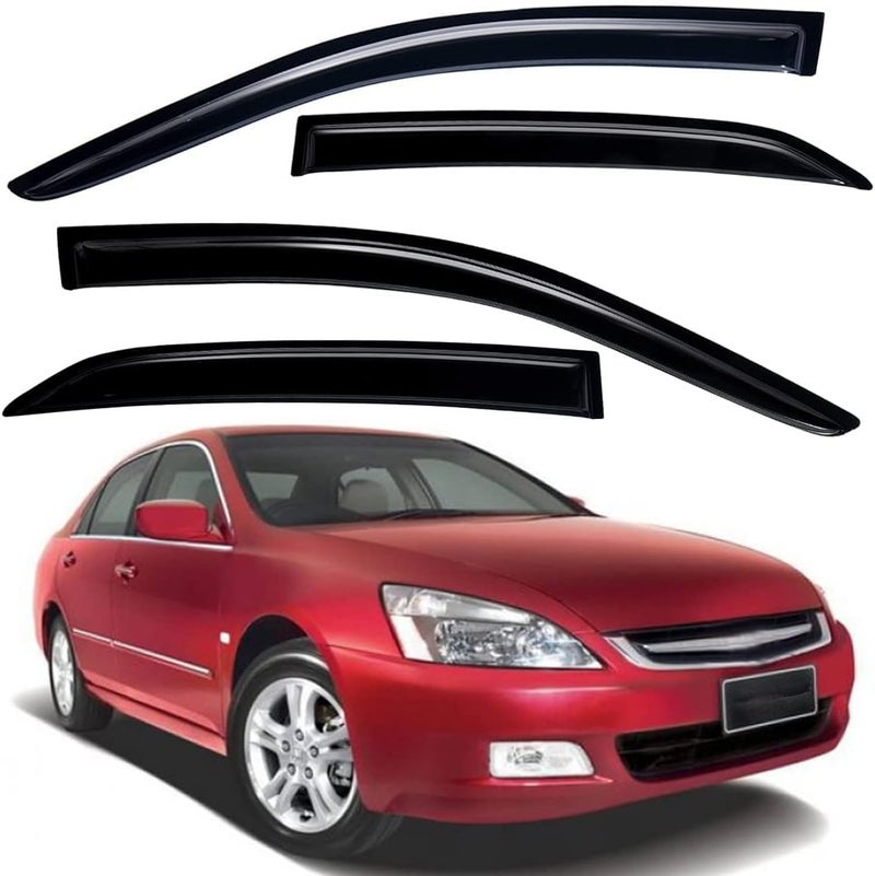 Lightronic Extra Durable Outside-Mount Auto Vent Window Visor for 2003-2007 Honda Accord Sedan - UV Protection Rain Guard, Dark Smoke, 4-Pcs - Image 1