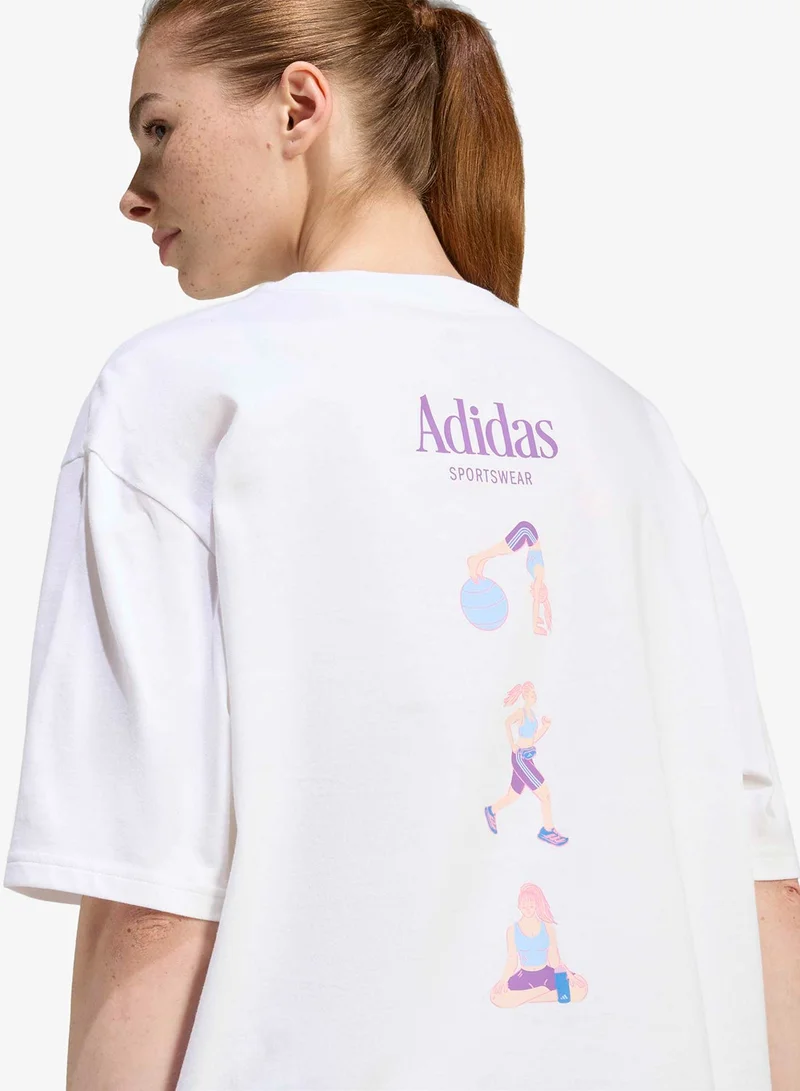 Adidas  Soft  Graphic Oversized Tshirt for Women | Best Price UAE