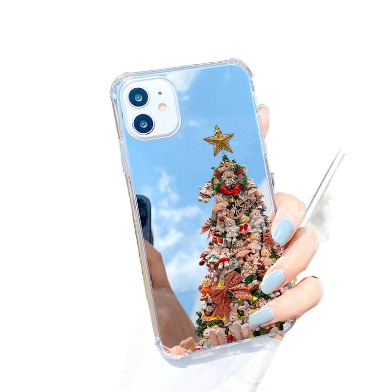MS Silicone Protective Case for iPhone 14 / 14 Plus / 14 Pro / 14 Pro Max with Mirror Finish and Stella Lou Christmas Tree Pattern plus Shockproof plus Drop Protection in Mirror Starlight Christmas Tree - Image 2