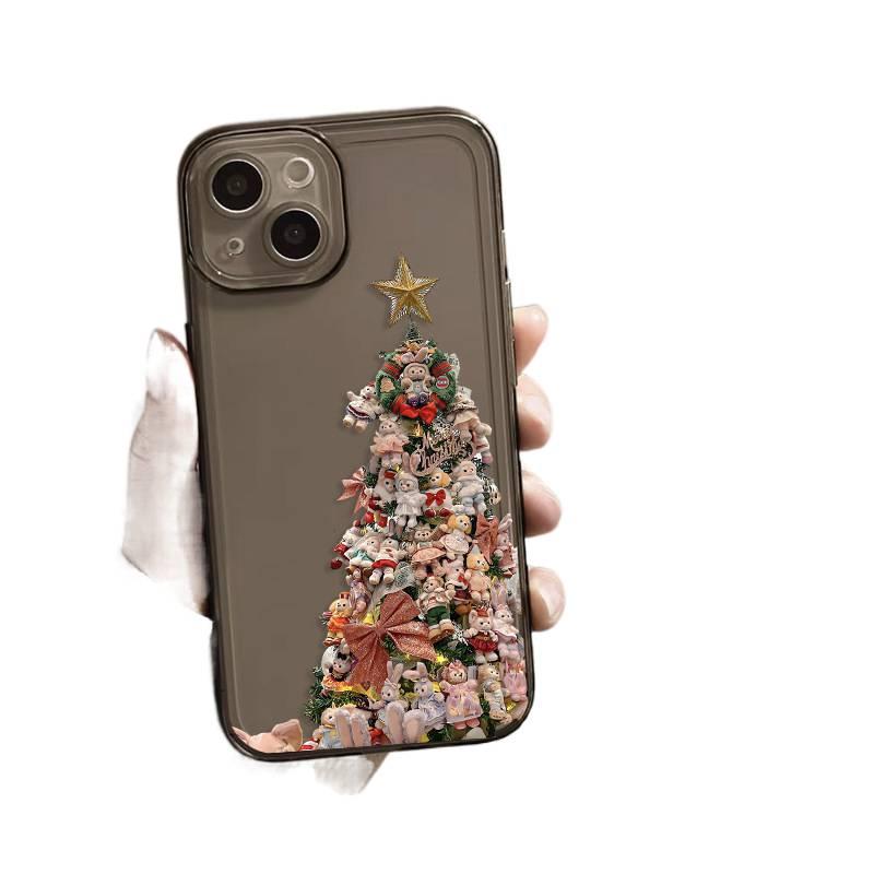 MS Silicone Protective Case for iPhone 14 / 14 Plus / 14 Pro / 14 Pro Max with Mirror Finish and Stella Lou Christmas Tree Pattern plus Shockproof plus Drop Protection in Mirror Starlight Christmas Tree - Image 4