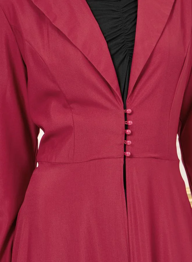 ستايلي Button Loop Closure Collared Tailored Maxi Kimono