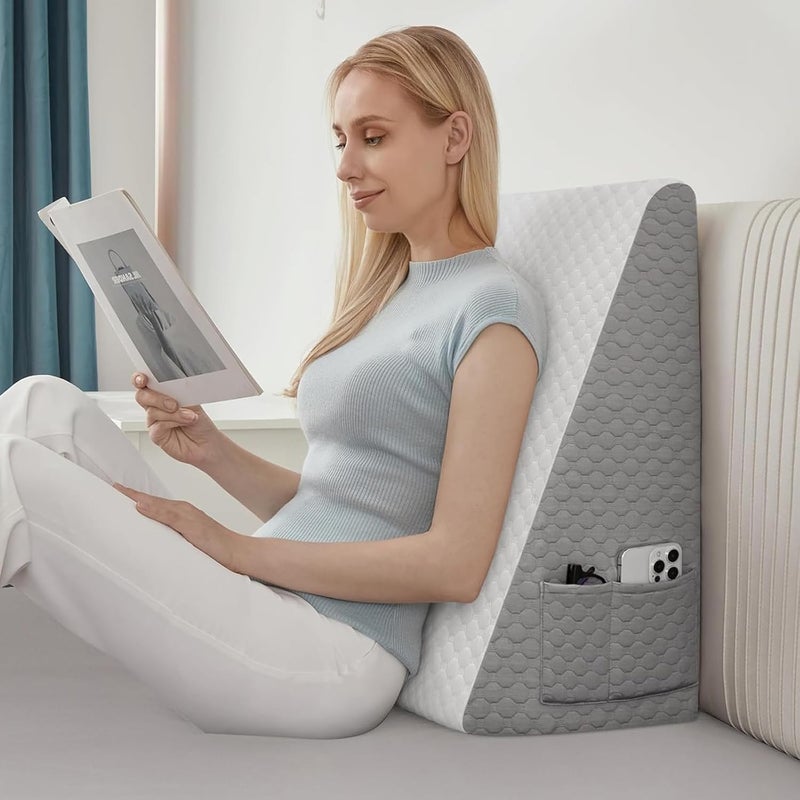 MANYUK 61 * 61 * 30.5cm White Wedge Pillow Headboard, Bed Triangle Wedge Pillow for Sleeping Post Surgery Back Pain Relief Acid Reflux - Image 5