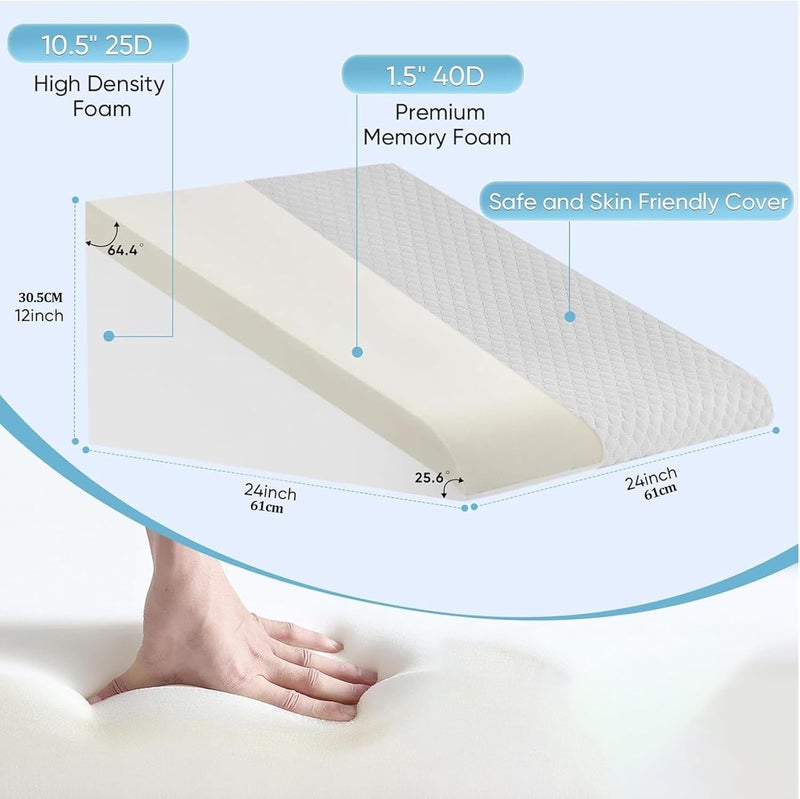 MANYUK 61 * 61 * 30.5cm White Wedge Pillow Headboard, Bed Triangle Wedge Pillow for Sleeping Post Surgery Back Pain Relief Acid Reflux - Image 4