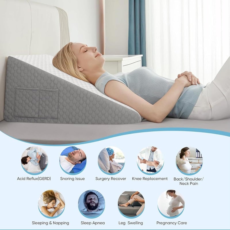 MANYUK 61 * 61 * 30.5cm White Wedge Pillow Headboard, Bed Triangle Wedge Pillow for Sleeping Post Surgery Back Pain Relief Acid Reflux - Image 2