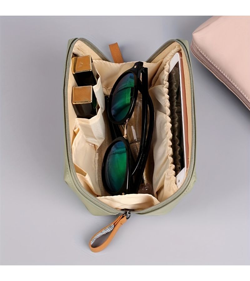 Black Floral Letter Mini Makeup Bag With 26 Letters Travel Cosmetics Pouch - Image 5