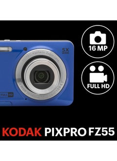 Kodak Co PIXPRO FZ55-BL 16MP Digital Camera 5X Optical Zoom 28mm Wide Angle 1080P Full HD Video 2.7" LCD Vlogging Camera (Blue)  - Image 2