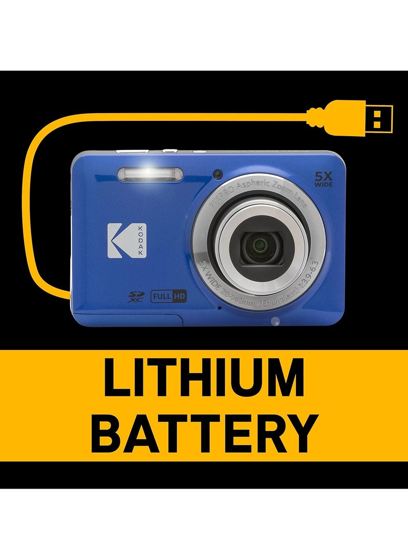 Kodak Co PIXPRO FZ55-BL 16MP Digital Camera 5X Optical Zoom 28mm Wide Angle 1080P Full HD Video 2.7" LCD Vlogging Camera (Blue)  - Image 5