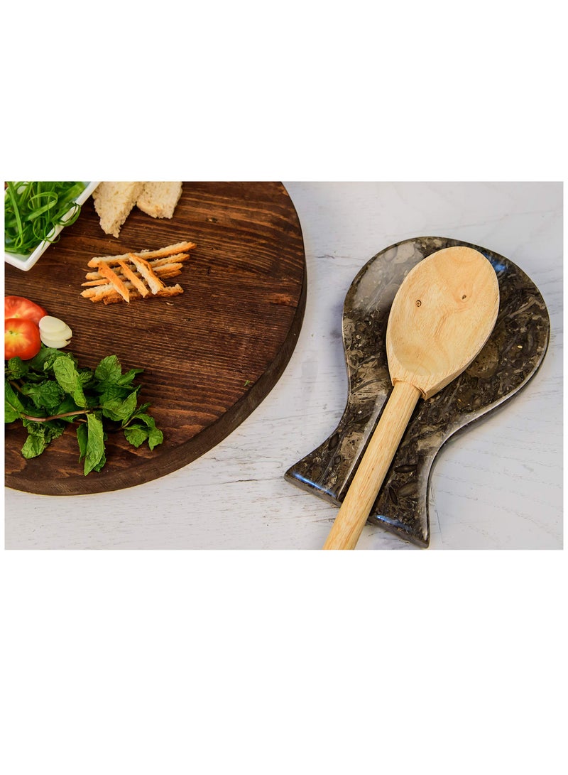RADICALn Spoon Rest Gray Oceanic Handmade Marble Big Spatula Ladle Fork Utensil Rest  Non Ceramic Spoon Rests Keeper Kitchen Organizer  Chef Cooking Helper Tool Countertop Spoon Holder - Image 2