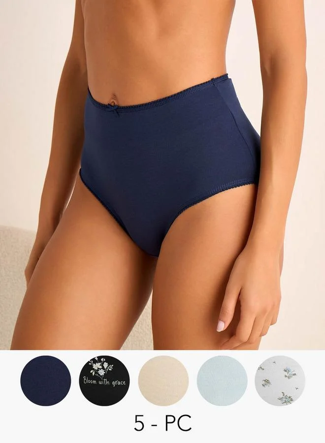 سبلاش فيڤ طقم من  سراويل داخلية قصيرة خصر عالي بفيونكة