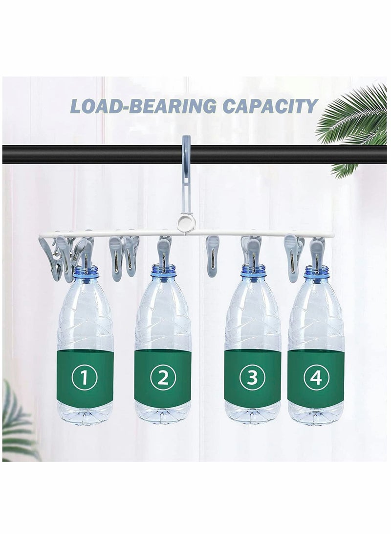 Foldable Clip Hangers with 12 Drying Clips 2Pack Underwear Hanger Clips, Plastic Laundry and Drip for Socks, Lingerie, Clothes, Sturdy, Blue+Purple - Image 3