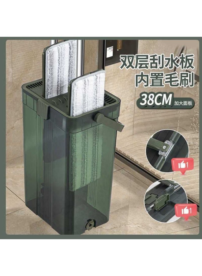 Flat Floor Mop with Double Chamber Bucket – 360° Rotation – 2 Extra Microfiber Heads - Image 2