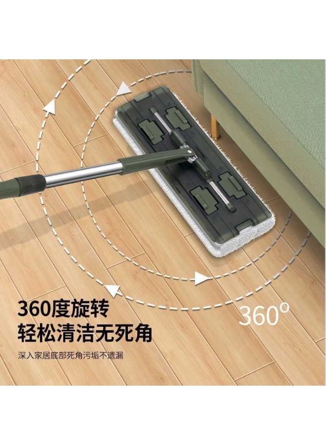 Flat Floor Mop with Double Chamber Bucket – 360° Rotation – 2 Extra Microfiber Heads - Image 4