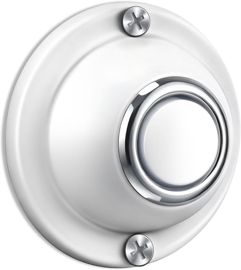 Dreyoo Door Bell Button, Round Metal Doorbell Button Wired Lighted Up LED Door Buttons Replacement Solid Iron Doorbell for Home Front Doors, White Light (White) - Image 1