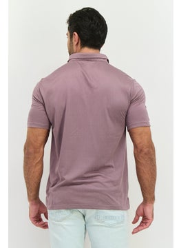 Swiss Alps Men Regular Fit Short Sleeve Herringbone Pattern Polo Shirt, Mauve  - Image 3