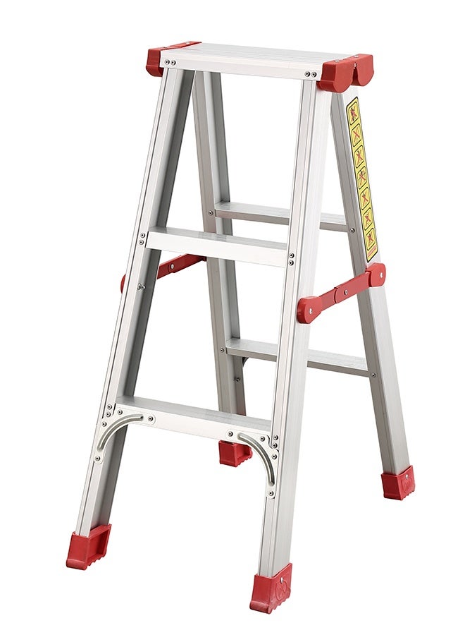 LAWAZIM 3 Step Aluminum Ladder - Portable Folding Step Stool with Wide Anti-Slip Pedals, Non-Slip Feet, and Space-Saving Design - Ideal for Home, Kitchen, Office, Garden, Warehouse, and Cleaning - Image 1