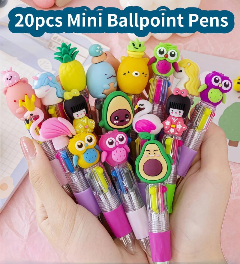 Oneshow 20 Pack Teacher Reward Pens, 4-Color Mini Pen for Classroom Prizes, Multicolor Ballpoint Pens for School, Office & Home Writing Supplies Easter Basket Stuffers (Assorted Style) - Image 2