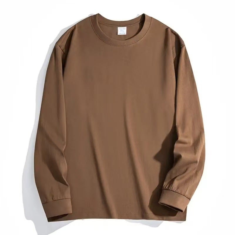 Xinjiang cotton 320g heavyweight pure cotton round-neck long-sleeved T-shirt loose casual plus-size base T-shirt for men and women trendy - Image 3