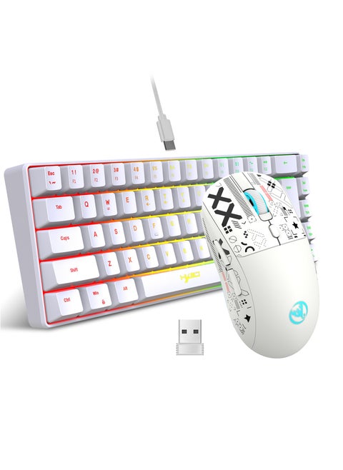 لوحة مفاتيح الألعاب السلكية V200 68 Key RGB ومجموعة ماوس الألعاب اللاسلكية T90