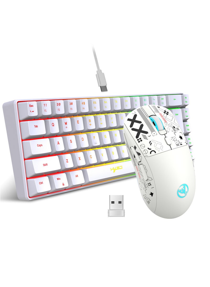 إتش إكس إس جيه - لوحة مفاتيح الألعاب السلكية V200 68 Key RGB ومجموعة ماوس الألعاب اللاسلكية T90 - Image 1