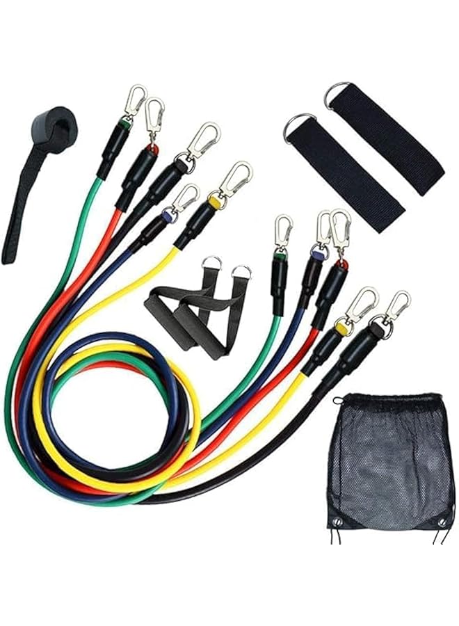 Bodybuilding Resistance Bands Gym Rubber Sport Elastic Fitness Sports Accessories Portable Equipment, 11 Pcs