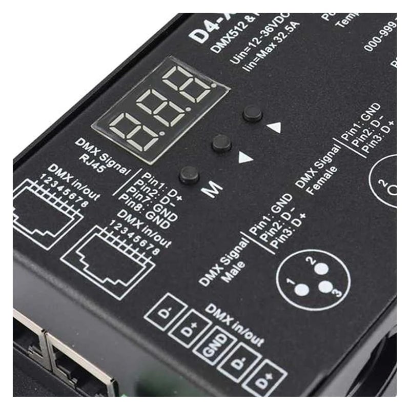 وحدة فك ترميز DMX رباعية القنوات باللون الأسود، وحدة تحكم PWM خالية من الوميض، تعتيم 12 فولت 36 فولت، شاشة رقمية - Image 3