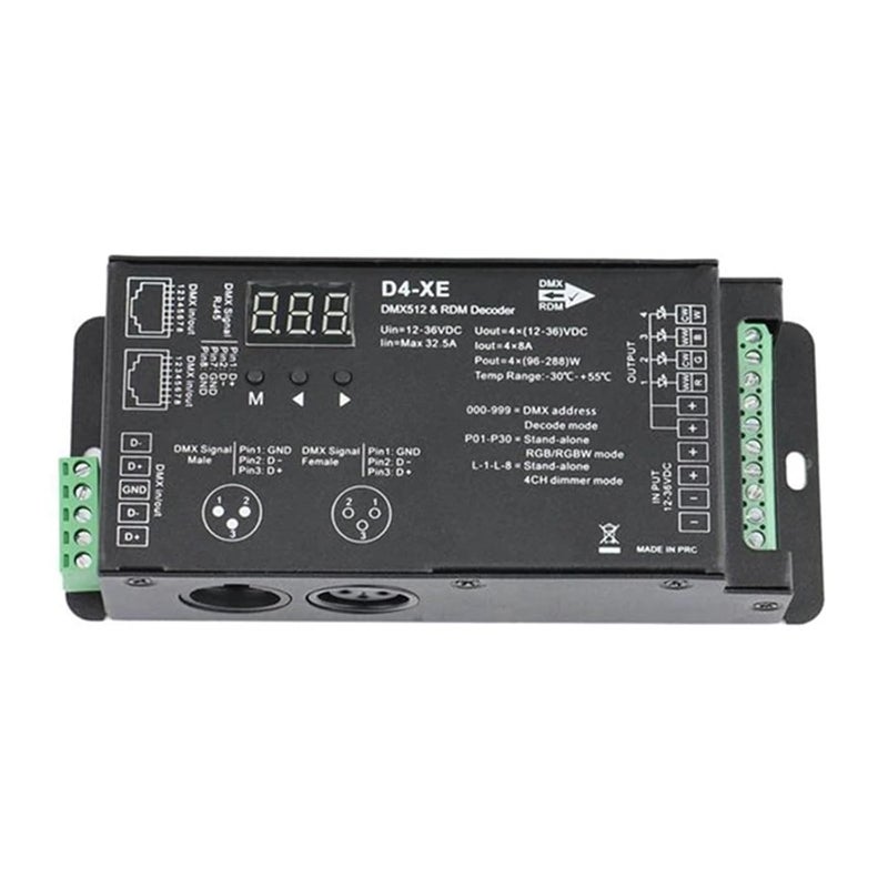وحدة فك ترميز DMX رباعية القنوات باللون الأسود، وحدة تحكم PWM خالية من الوميض، تعتيم 12 فولت 36 فولت، شاشة رقمية - Image 5