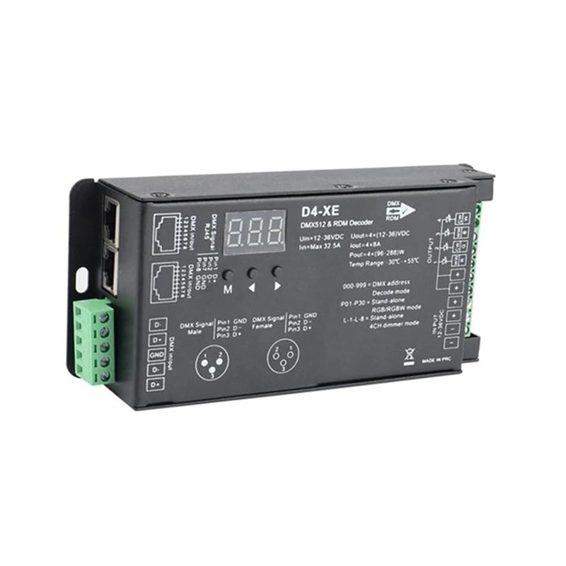 وحدة فك ترميز DMX رباعية القنوات باللون الأسود، وحدة تحكم PWM خالية من الوميض، تعتيم 12 فولت 36 فولت، شاشة رقمية - Image 2