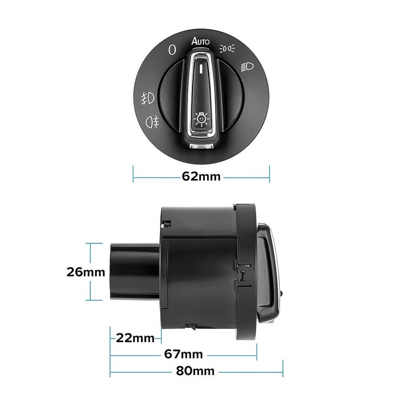 لسيارات فولكسفاغن (VW)، جولف (Golf)، جيتا (Jetta)، طيغوان (Tiguan)، توران (Touran)، باسات (Passat)، وسكيروكو (Scirocco): ترقية وحدة مفتاح أضواء المصابيح الأمامية ومستشعر الضوء. - Image 2