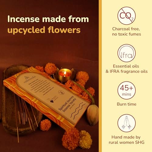 Calmveda Natural Incense Sticks Variety Pack - (5 Variants) Charcoal Free Inscents-Sticks, Made from Upcycled Flowers | Sacred Insence-Sticks from All Cultures (Inciensos Aromaticos) - Image 2